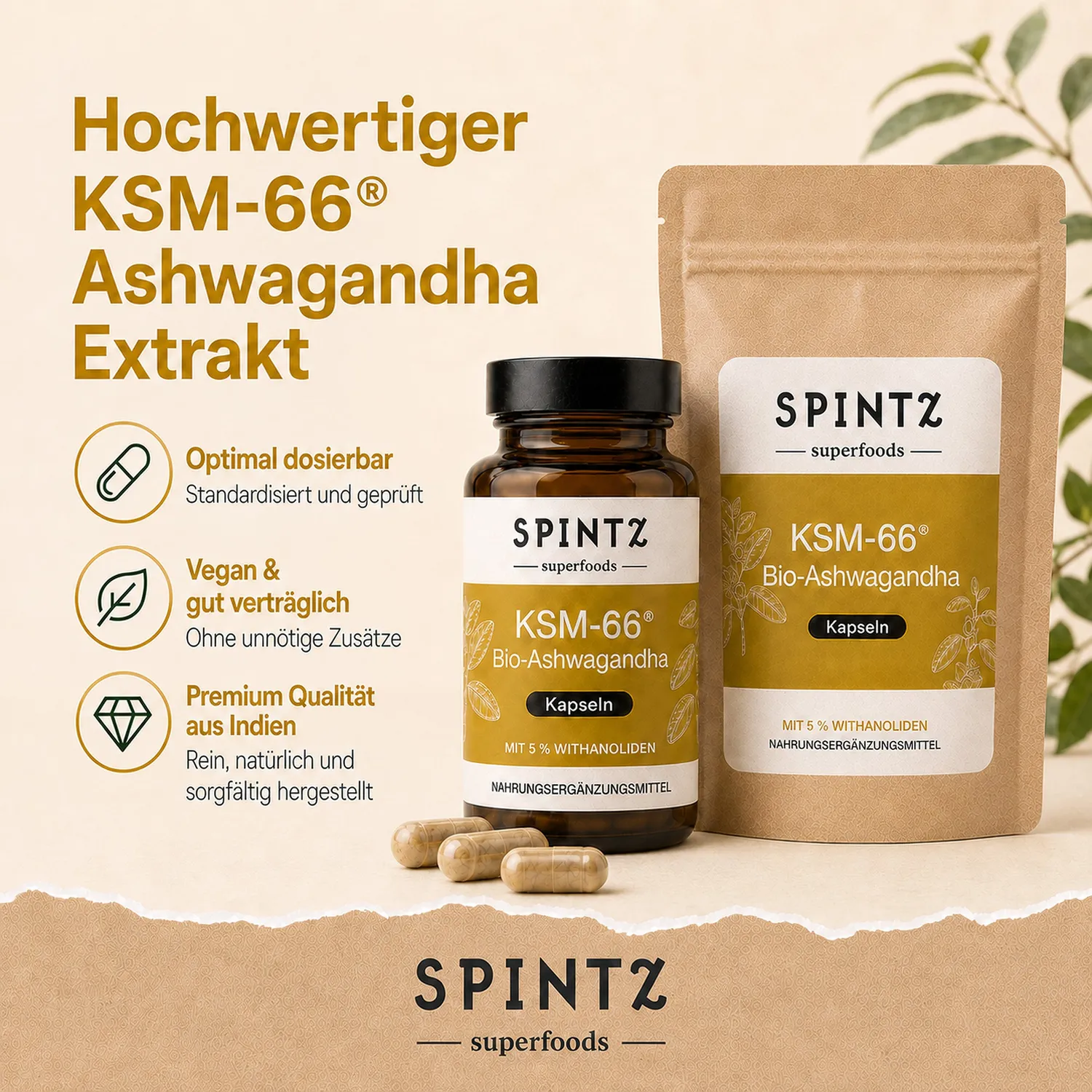 SPINTZ Bio KSM-66 Ashwagandha Kapseln bio