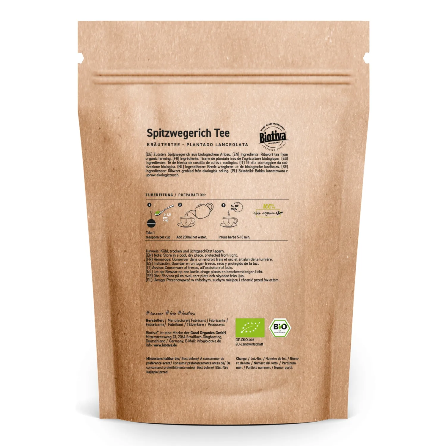 Biotiva Spitzwegerich Bio Tee 250 Gramm heimisch