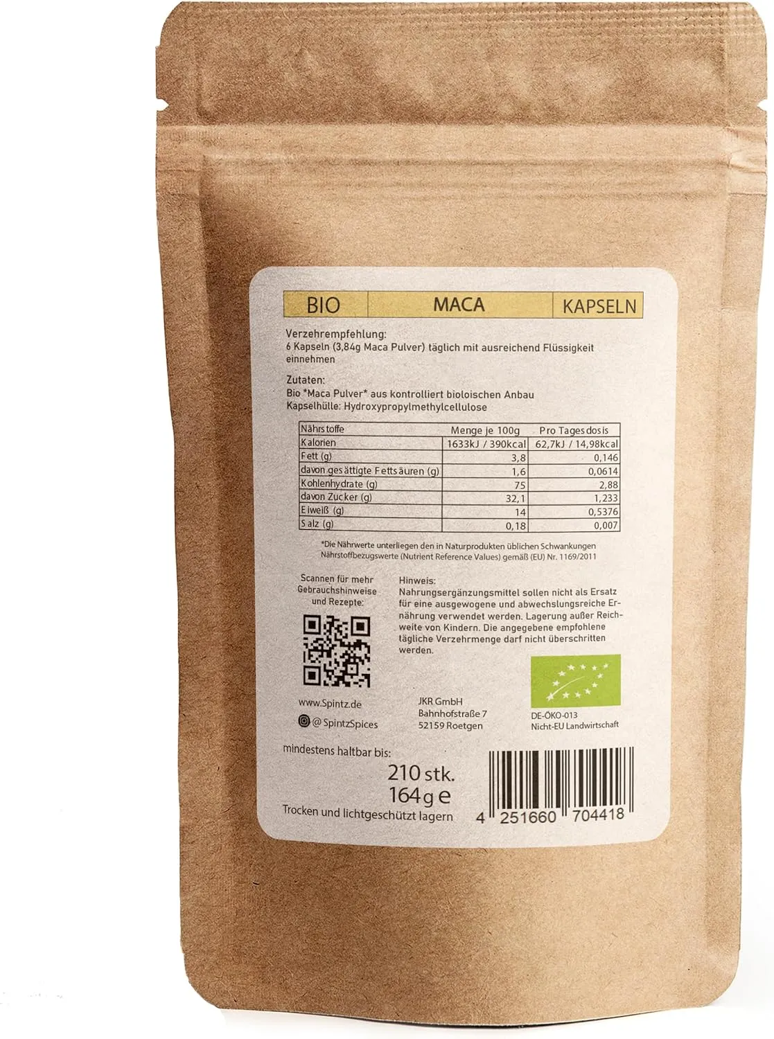SPINTZ Bio Maca Kapseln Wurzelpulver