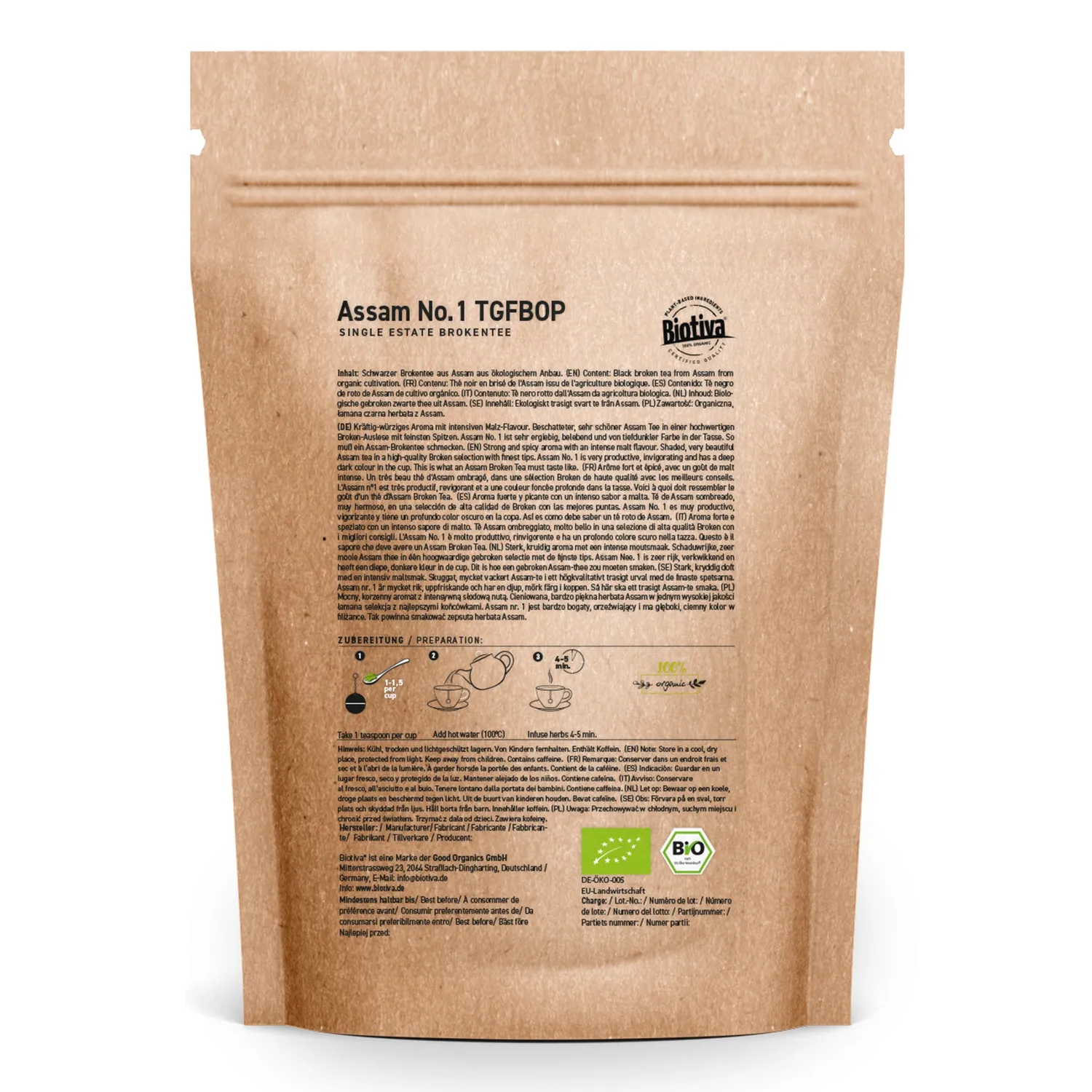 Biotiva Assam No.1 TGFBOP Schwarztee Bio malzig