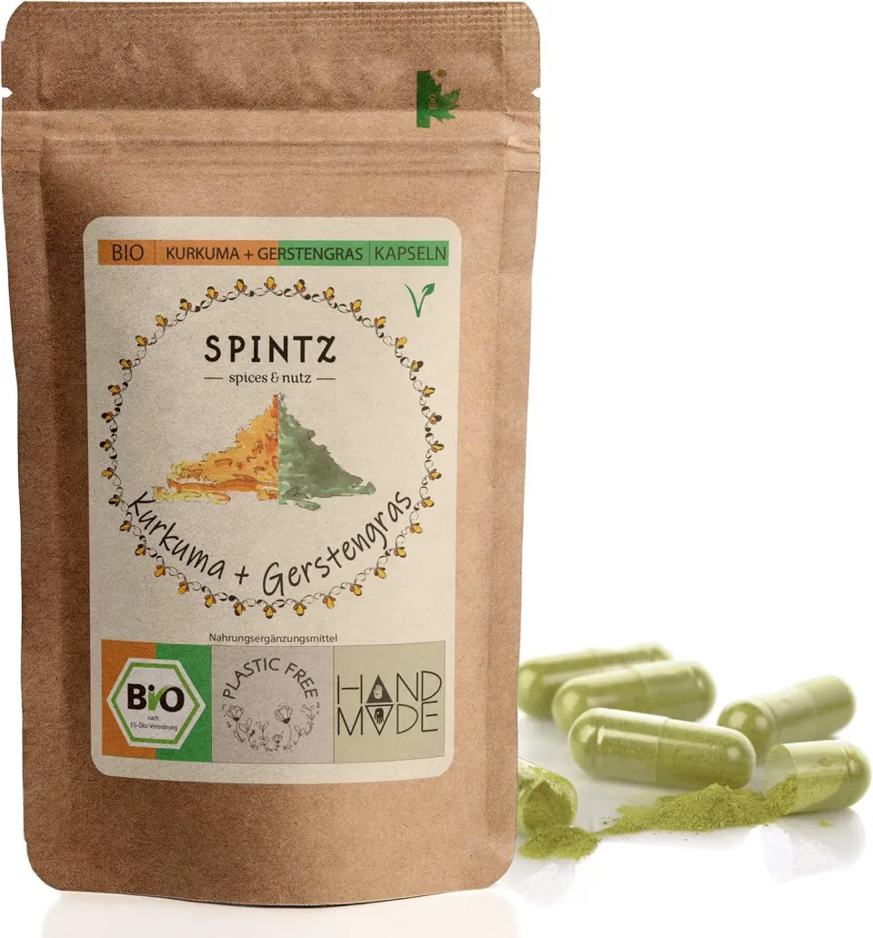 SPINTZ Bio Kurkuma Gerstengras Kapseln kombiniert