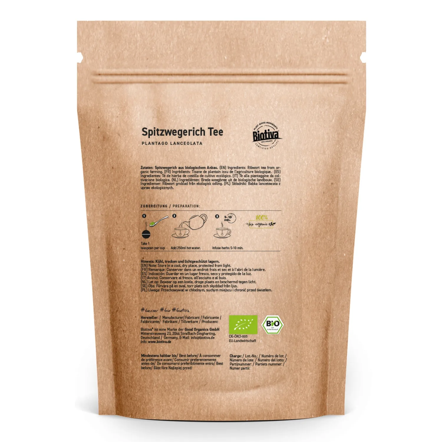 Biotiva Spitzwegerich Bio Tee 250 Gramm heimisch