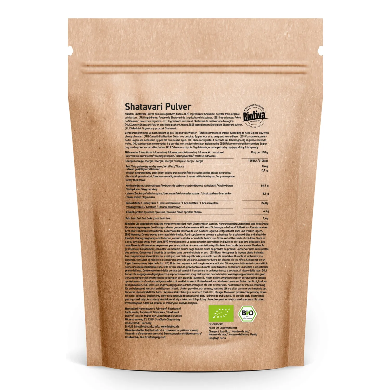 Biotiva Shatavari Bio Pulver indischer Spargel