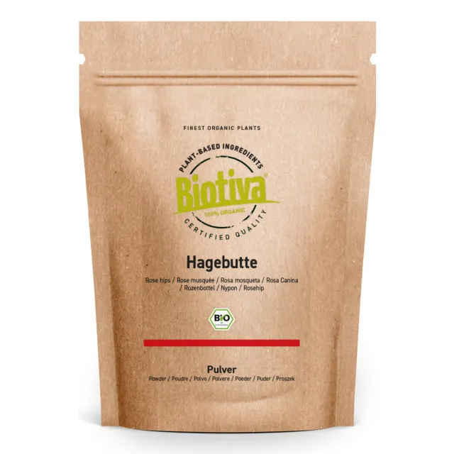 Biotiva Hagebutten Pulver aus ganzen Früchten