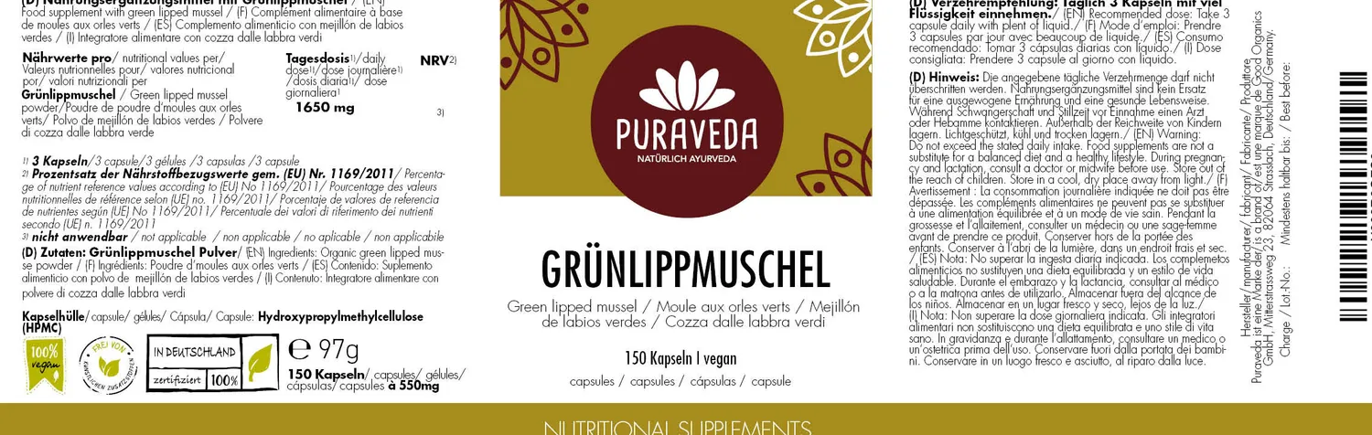 Biotiva Grünlippmuschel Kapseln 150 Stück vegan