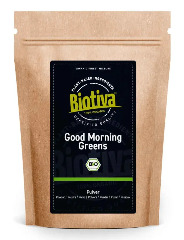 Biotiva Good Morning Greens Pulver 250g mit Mate Matcha Guarana