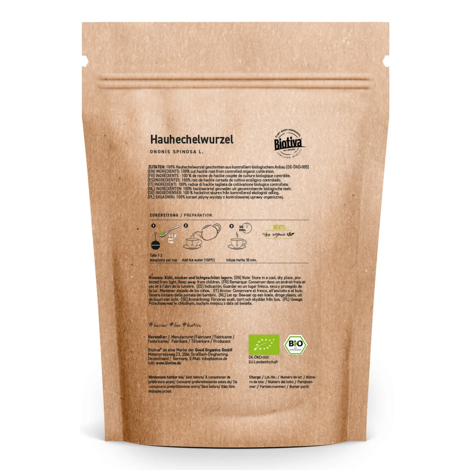 Biotiva Hauhechelwurzel Bio Tee 100g geschnitten