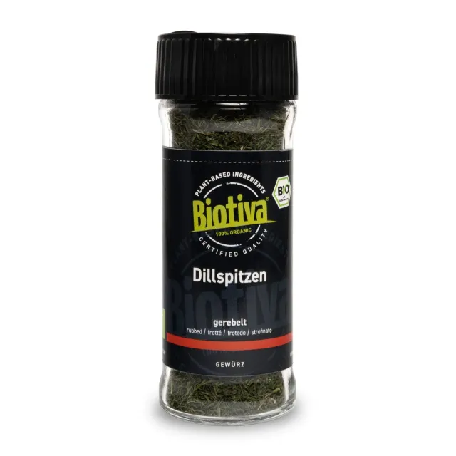 Biotiva Dillspitzen gerebelt Bio Gewürz 15g Glasstreuer