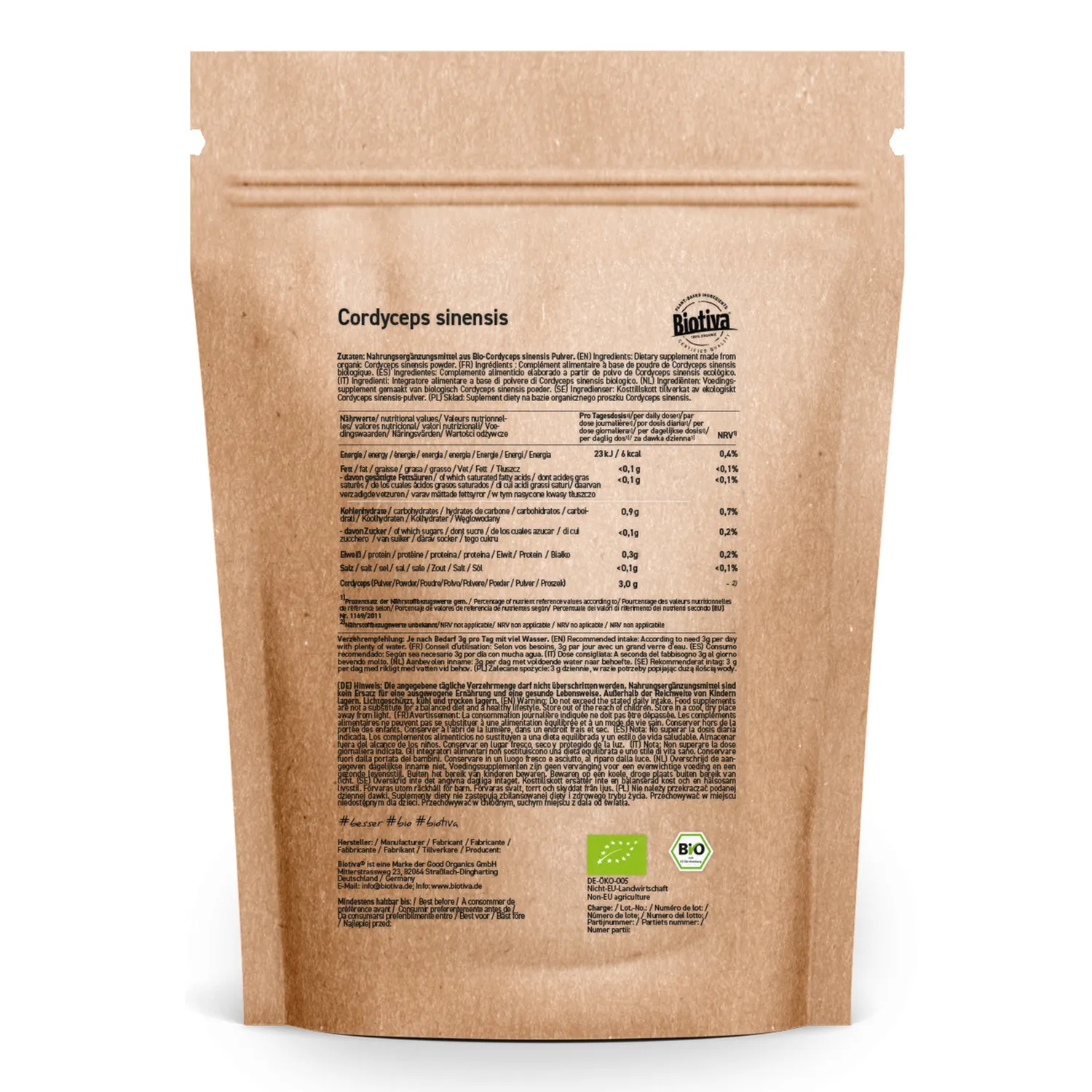 Biotiva Cordyceps Sinensis Pulver Bio vegan