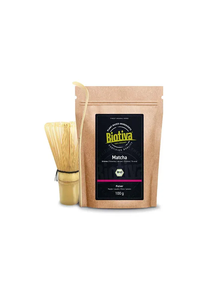 Biotiva Matcha Tee Set mit Besen und Löffel