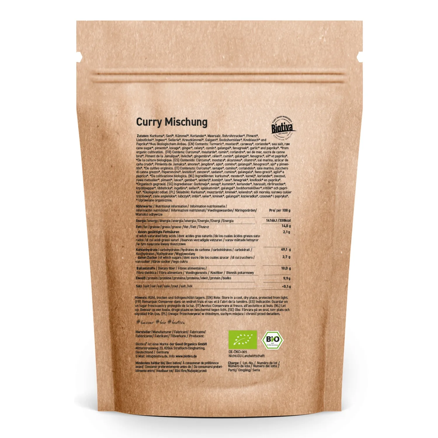 Biotiva Edel Curry gemahlen Bio Gewürz indisch