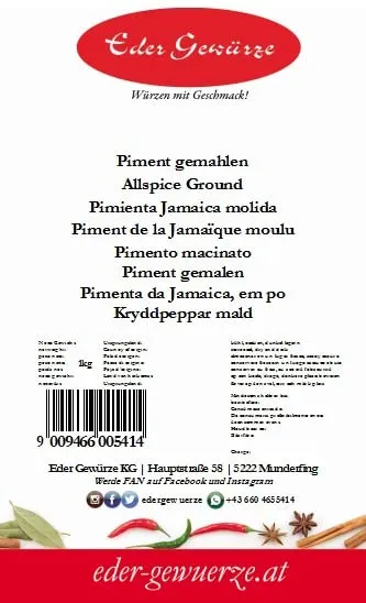 Eder Gewürze Bio Piment gemahlen 1 kg Allgewürz