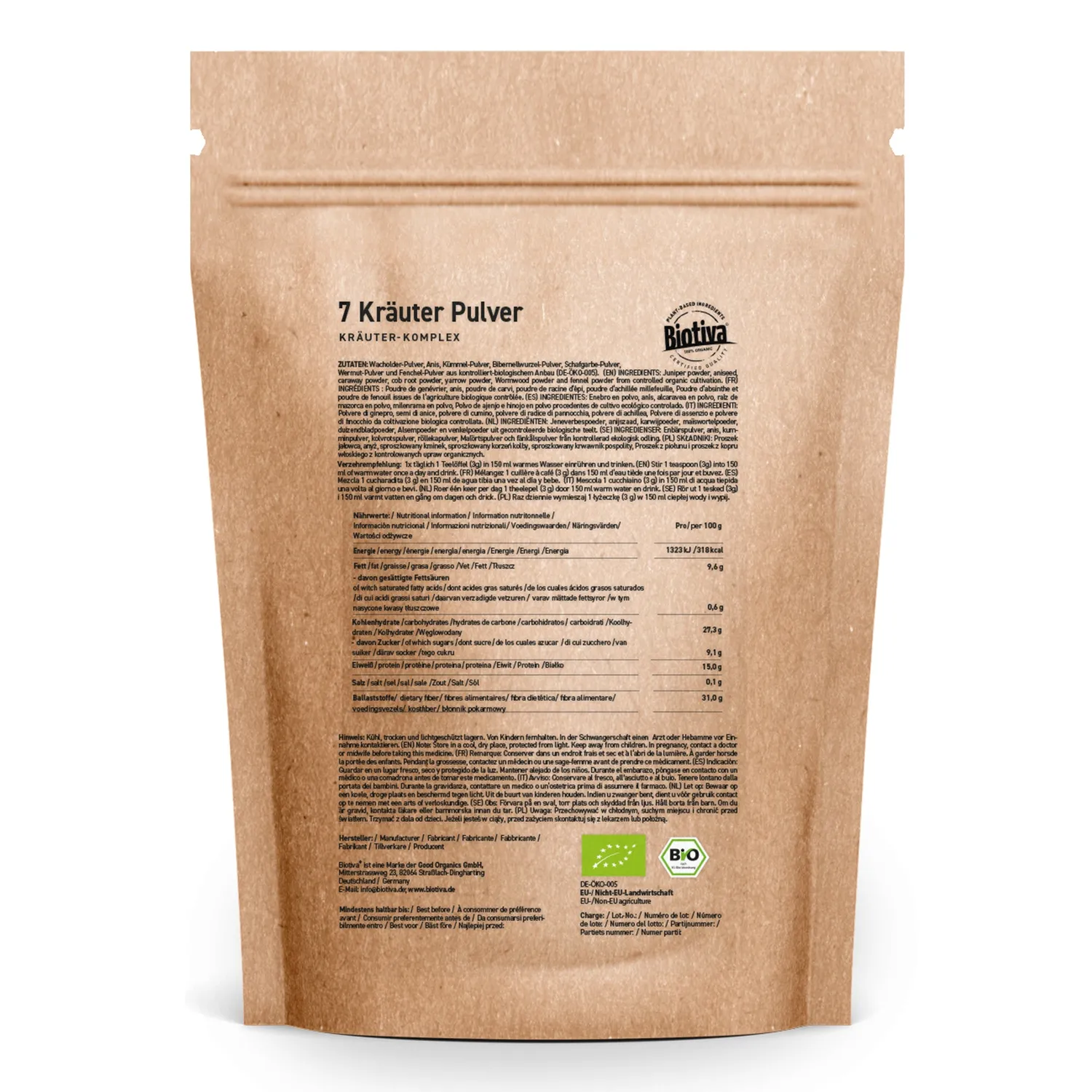 Biotiva 7 Kräuter Bio Pulver bitter