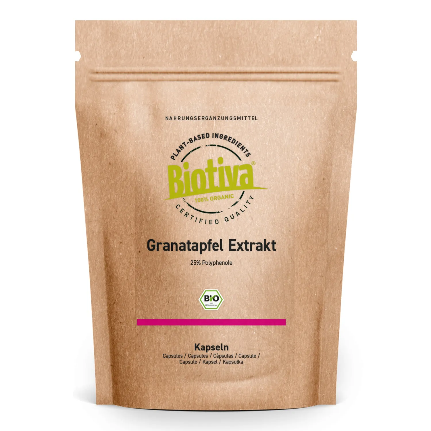Biotiva Granatapfel Extrakt Bio Kapseln mit 25% Polyphenolen