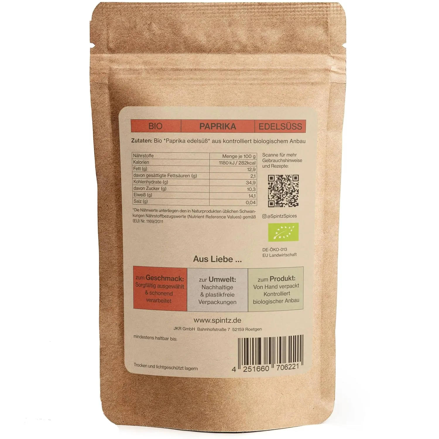SPINTZ Bio Paprika Edelsüß Paprikapulver mild