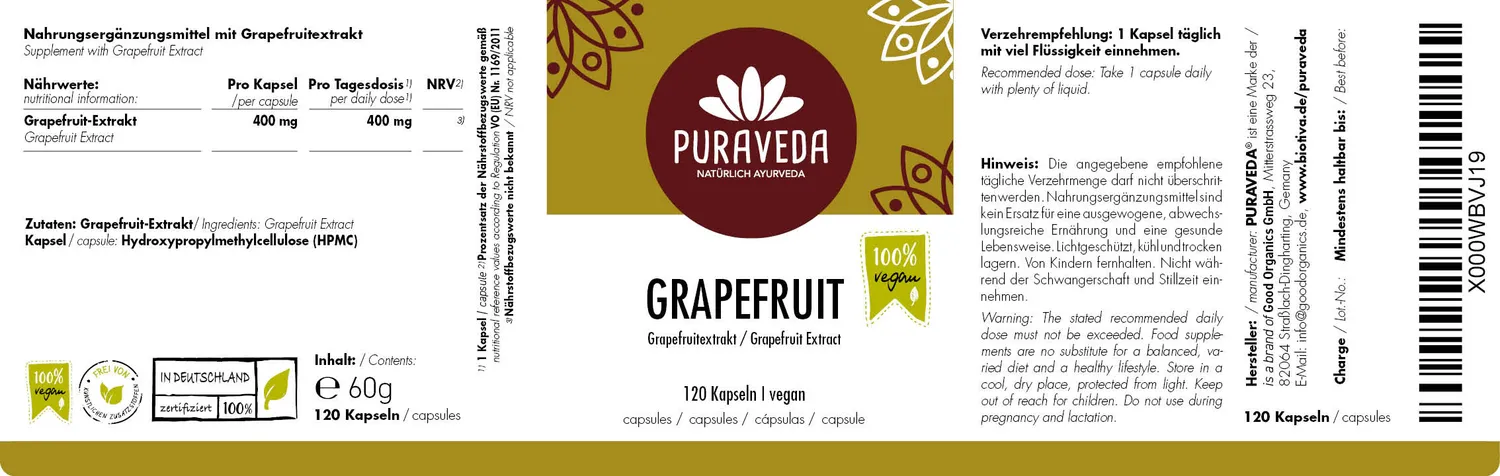 Biotiva Grapefruit Extrakt Kapseln 120 Kapseln 10:1
