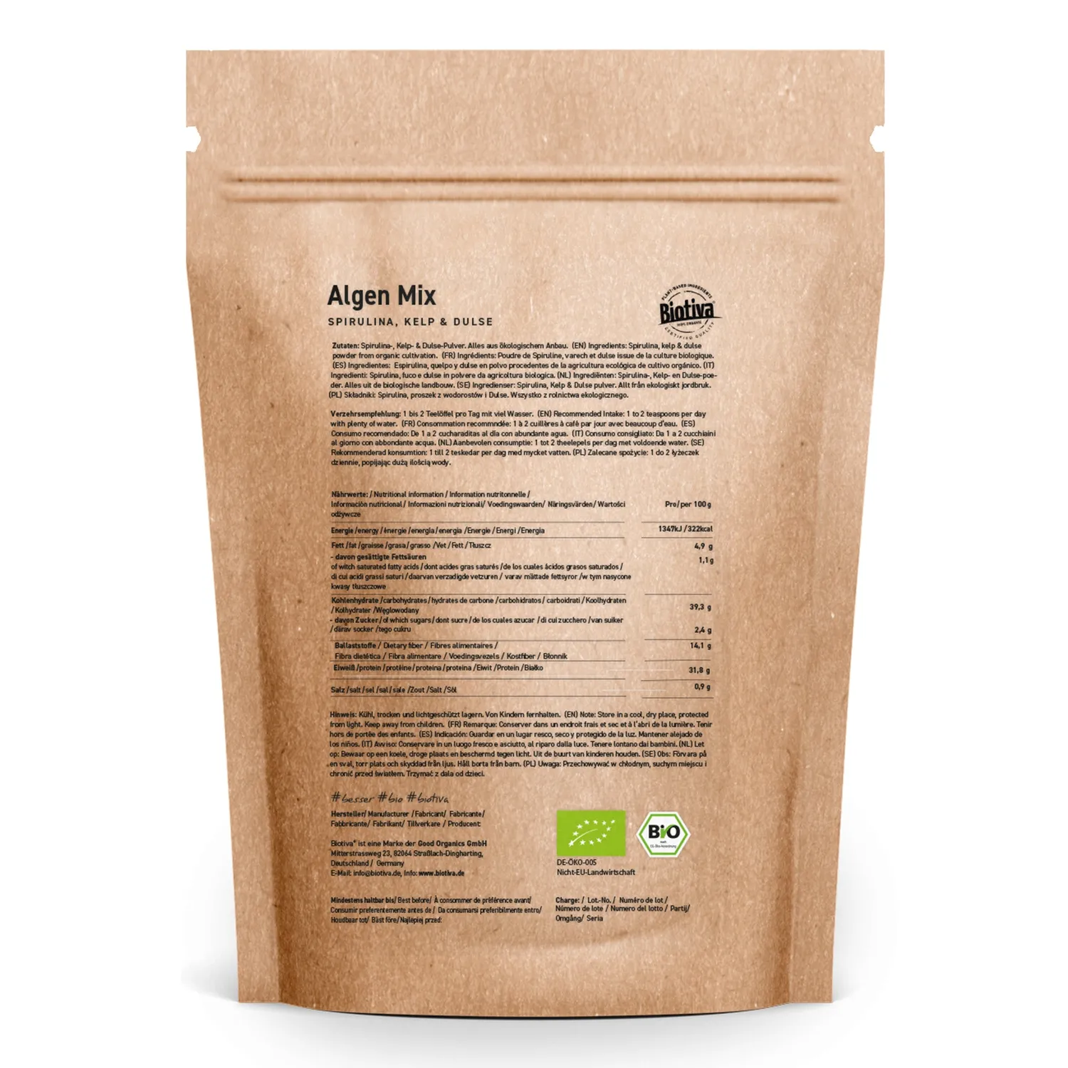Biotiva Algen Mix Bio Algenpulver 150g jodhaltig