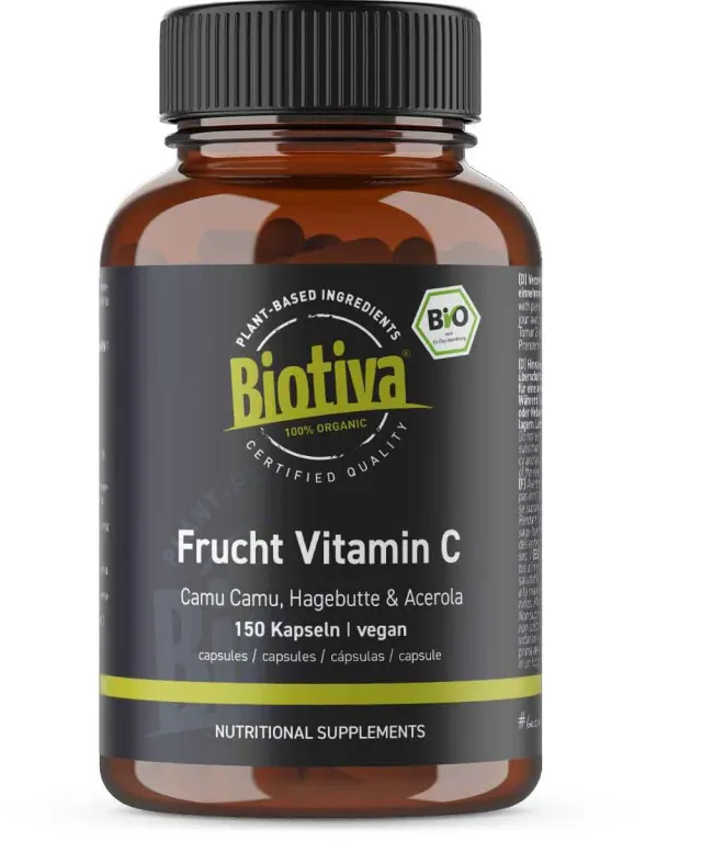 Biotiva Acerola Camu Hagebutte Bio Kapseln 150 vegan