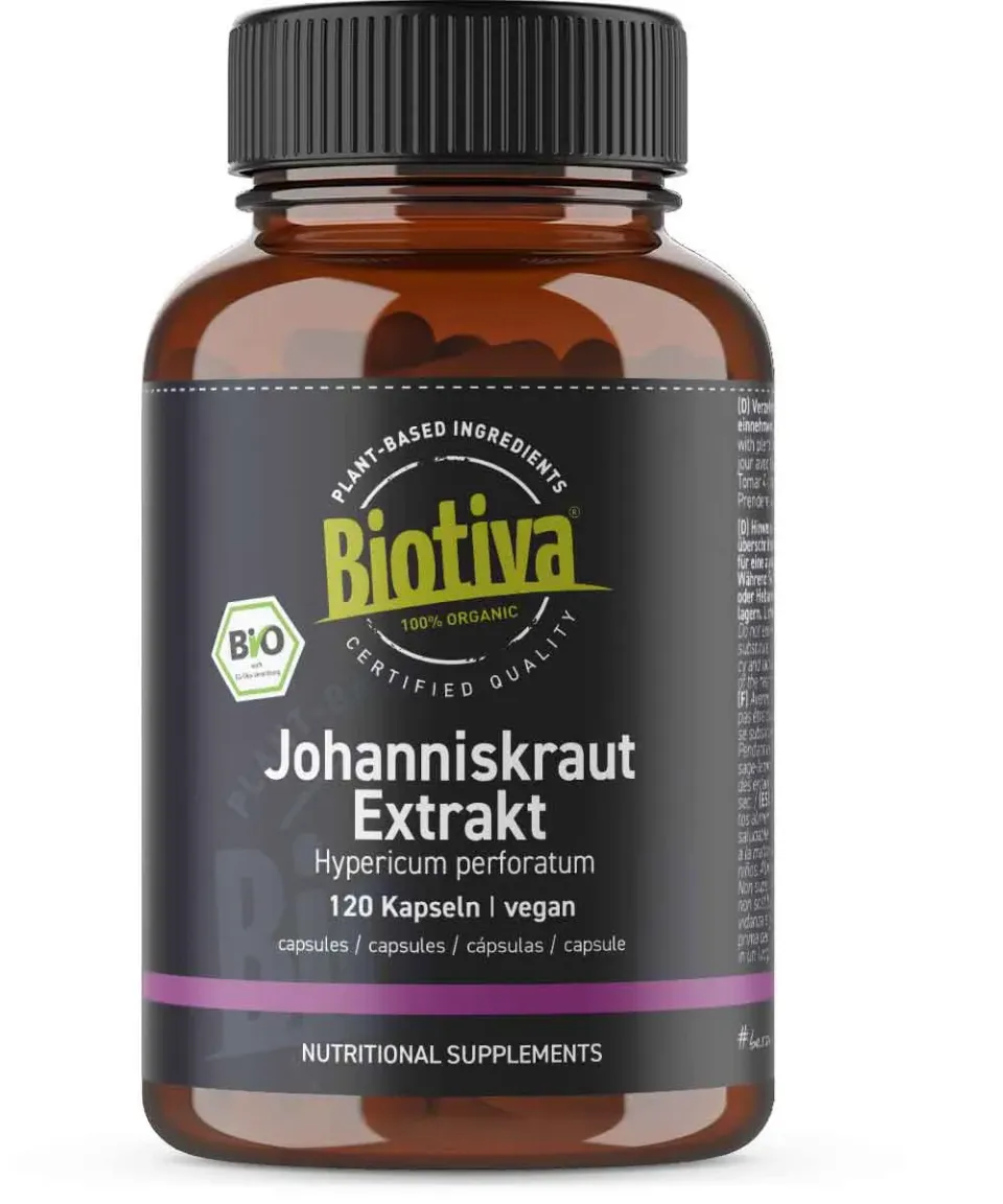Biotiva Johanniskraut Extrakt Bio Kapseln 120 Stück vegan
