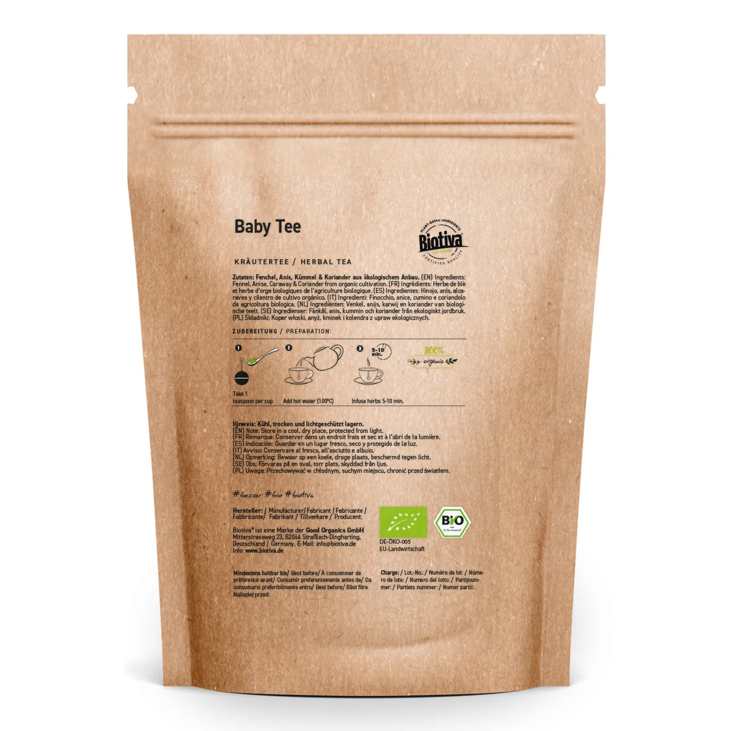Biotiva Babytee Bio Kräutertee 100g mit Fenchel